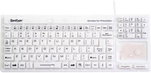 SaniType "Touchpad Plus Hygienic Medical-Grade Rigid Silicone Washable Keyboard with Touchpad(USB) (White) | KBSTRC106T-W