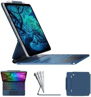 typecase Edge Keyboard for iPad 10th Generation (10.9", 2022) - 10 Colors Backlit, Thin, Multi-Touch Trackpad, BT, Magnetic Clasp Keyboard Case for iPad 10th Gen 10.9 - Pacific Blue