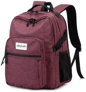abshoo Classical Laptop Travel Backpack for Women Men College School Bookbag With USB Charging Port (Red)