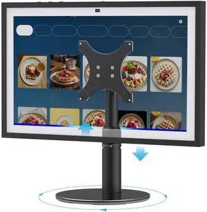 Almoz Riser Stand for Echo Show 21, Show 15 (All Generations), Adjustable Height with Swivel and Tilt, Aluminum Holder Stand for Show 21, Sturdy Non-Slip Base, Easy Screw Assembly (Riser-Black)