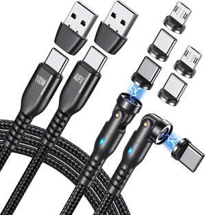 AUFU 6 in 1 USB C Magnetic Charging Cable (2Pack, 6ft/6ft) PD 100W USB/C to USB C Micro USB Magnetic Charger Cable Fast Charging Data Transfer for Laptop/Tablet/Phone
