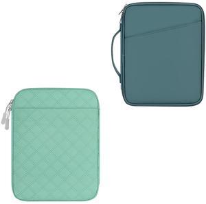9-11 Inch Tablet Carrying Sleeve, Teal Blue(PU)+Green(Fabric), 2Pcs
