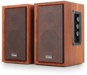 40W Computer Speakers,2.0 AC Powered Wooden PC Speakers with Strong Bass,7.28" X 2 AC Powered AUX(USB)/Bluetooth Bookshelf Speakers with USB Input for DSP PC Speaker, Wooden Speaker for Laptop,PC