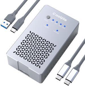 Coolpie M.2 NVME Cloner Dual-Bay Offline Clone Tool Free, CR402 10Gbps Metal Sheel NVME Duplicator with Cooling Fan, NVME SSD Cloner for NVME PCIe Size 2230/2242/2260/2280(8TB Capacity)