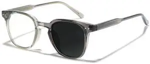 Cyxus Photochromic Glasses Both Frames and Lenses Color Changing with Blue Light Blocking UV Protection8231i14 Light Gray to Dark Gray