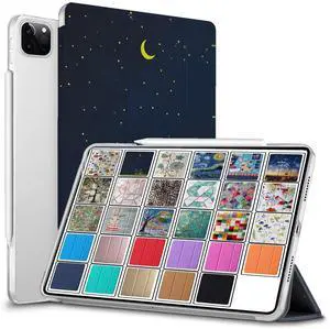 DuraSafe Cases for iPad Pro 12.9 5 4 Generation [ PRO 12.9 inch 5th 4th ] A2378 A2461 A2379 Printed Slim Lightweight Protective PC Dual Angle Stand Clear Flip Back Cover - Night Sky