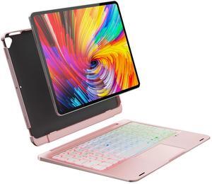 doqo iPad pro 10.5 Keyboard Case, iPad Air 3rd Gen case with Keyboard,Detachable 360deg Protective case with 7 Colors Backlight, Bluetooth Keyboard with Touchpad for ipad air 3 and iPad Pro 10.5 Pink