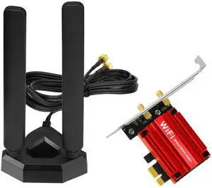 Eightwood WiFi 6E AX210 PCIe WiFi Card, Tri-Band Wireless Adapter with Magnetic WiFi 6E Antenna for Gaming PC Desktop Computer, Bluetooth 5.3, OFDMA & MU-MIMO, Ultra-Low Latency, WPA3, 802.11ax