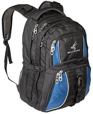 Exos Backpack, (laptop, travel, academics or business) Urban Commuter (Black with Blue Trim)
