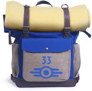 Fallout from The Wand Company: Lucy's Backpack, the authentic Vault 33 replica with fleece blanket and internal pockets for laptop, glasses and phone - officially licensed by  Studios & Bethesda
