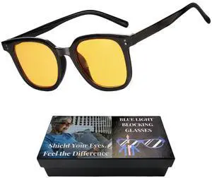 genkigold 20x Blocking Effect Orange Lenses Blue Light Blocking Glasses,Ultra-Lightweight,for Computer,Gaming,Women and Men,Improve Sleep Naturally,Ease Digital Eye Strain,Dry Eyes - Black Frame