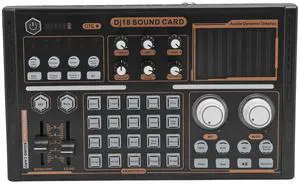 DJ18 Sound MixerLive Sound Card with Noise Reduction Effects, Support 48V Condenser Microphone for Creative Streams