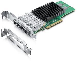 10Gb SFP+ PCI-E Network Card NIC, Compare to Intel X710-DA4, with Intel XL710-BM1 Chip, Quad SFP+ Port, PCI Express 3.0 X8, Ethernet Converged Network Adapter Support Windows Server/Linux/VMware Esxi