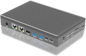 HEIGAOLAPC Mini PC, 12th Gen Alder Lake- N100(up to 3.4GHz), 16GB RAM 256GB eMMC, Fanless Mini Desktop, Full-Functional USB-C, Dual LAN 2.5G Ethernet, Dual Display 4K 60Hz, WiFi BT 5.2