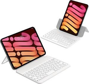 HOU for iPad Mini 6 (8.3-inch) Keyboard Case, Ultra Slim Folio Type of Keyboard, Power Display, Magnetic Protective Cover for iPad Mini 6th Generation 2021 (Spanish Keyboard) (White)