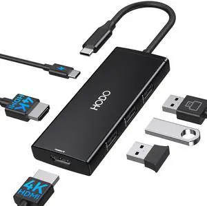 Docking Station USB C to Dual HDMI Adapter, USB-C Hub with 2 Monitors for Laptop, Dongle Adapter with Dual HDMI 4K@60 Hz, 3 USB Port,PD Compatible for Dell XPS 13/15, etc (Black)