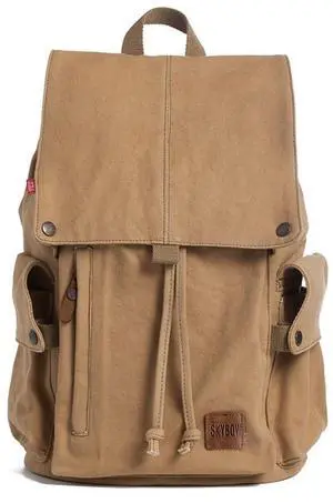 HUAETING Canvas Vintage Backpack Casual Outdoor Daypack Rucksack for Men Women 15.6inch Laptop Hiking Travel Backpacks (APRICOT)