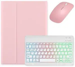 Kaidisen Backlit Keyboard Case for Galaxy Tab A9+ / A9 Plus 11 inch 2023 Tablet SM-X210/X216/X218 with Mouse, Detachable Backlight Color Case, Pink