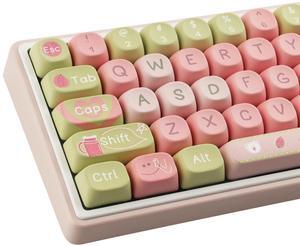 Hyekit PBT Keycaps - Keycaps 75 Percent, MOA Profile, Dye-Sublimation, 129 Keys, Cute Custom Keycap Set for Cherry Gateron MX Mechanical Keyboard, Guava