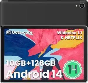 Jeazans Android Tablet, 10.1 inch Tablets with 1280 * 800 IPS HD Touchscreen, Octa-Core Processor, 10(4+6) GB RAM 128GB ROM, 1TB TF Card Expandable, 5G/2.4G WiFi, BT 5.0,Dual Camera, 2025 US Version