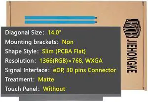 JHK JIEHONGKE Grade A+ New Screen Replacement for HP Chromebook 14 G6 G7, 14.0", HD 1366x768 WXGA, eDP/30 pins Connector, Matte, Non-Touch, LED LCD Display with Tape