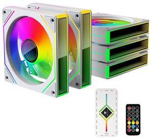 ICOLER Prism 4 MAX 5IN1120mm ARGB case Fan,Infinity Mirror RGB Light Effect 5V 3PIN Motherboard Light Sync with 1 to 9 ARGB and PWM Controller Suitable for Computer Case and CPU Cooler(White