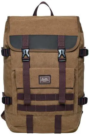 KAUKKO Laptop Backpack for Unisex, Casual Daypack Fits 15.6" Laptop (18-CANVAS KHAKI)