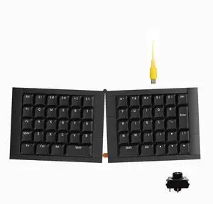 KBDcraft 07Israfel 50% Ergo-Split Low-Profile Mechanical Keyboard, 56-Key Ortho, Lego-Compatible Case, Wired, Linear Switch, Gasket Mount, Hot-Swappable, RGB, QMK, Vial, Full Kit, (Black)