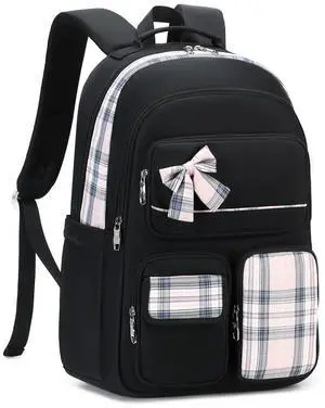 KIDNUO Backpack for Girls,School Backpacks for Teen,Cute College Bags for Women Students Large Bookbag 15.6 Inch Laptop Bag Back Pack Kids Kindergarten Elementary Casual Travel Daypacks Black