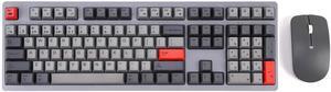KSI-WOMBAT Pine Pro Mechanical Keyboard + Bonus Wireless Mouse, Cherry MX Silent Red Switches, 108 Keys, MAC/Win, Space Gray, RF 2.4 GHz, Bluetooth, USB, PBT Keycaps, Aluminum Top