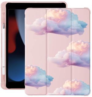 Cute Cloud Sunset for iPad Air 11 Inch Case M2 2024 (6th Generation) with Pencil Holder, Auto Sleep/Wake, Pink Leather Soft TPU Back Cover