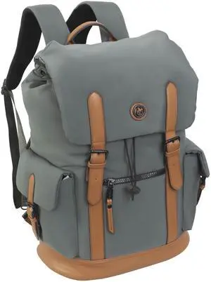 Joan & David 18 Inch Sport Nylon Backpack with Padded Laptop Sleeve (Aloe Green)