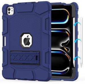 MARIWIVI Case for iPad Pro 11 inch Case 2024 (M4), iPad 11 Pro Case with Pencil Holder, Built-in Stand Shockproof Rugged Protective Cover for iPad Pro 11 inch Case 5th Gen (Navy Blue)