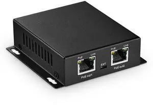 MokerLink 3 Ports Gigabit PoE Passthrough Switch - IEEE 802.3af/at Repeater, 100/1000Mbps, 1 PoE In 2 Out, Wall Mount, Extender/Injector/Network Extender Three in One