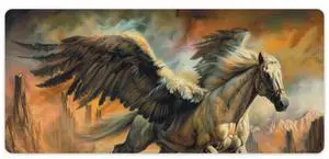 QEOPGNE Fantasy Horse Large Mouse Pad Pegasus Horse Mousepad Vintage Animals Desk Mat Extended Keyboard Computer Pad Horse Office Desk Organizers and Accessories 35.4 x 15.7 Inch