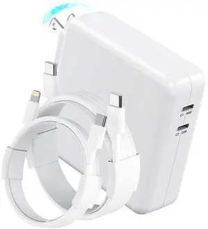 MacBook Pro Charger - 96W Dual USB-C Charger Block, Compatible with MacBook Pro 16, 15, 14, 13 Inch, MacBook Air 13 Inch, 2-Port Power Adapter with Included 2 Cables