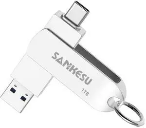 SANKESU 1TB USB C Flash Drive,3.1 OTG Thumb Drive 360degRotation with Type A & Type C Port for Android Phone,MacBook/PC/Laptop/Table(Silver)