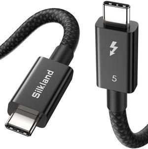 Silkland 80Gbps Thunderbolt 5 Cable [Intel Certified, Prime Braided], up to 120Gbps Bandwidth for 16K, Dual 8K/6K, 240W, Compatible for Thunderbolt 4/3, USB4, SSD, MacBook M4 Pro, Dock, eGPU, 3.3FT/1M