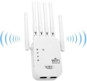 WiFi Extender Signal Booster,WiFi Booster with 1200Mbps Dual Band (5GHz/2.4GHz) WiFi Extenders Signal Booster for Home,WiFi Repeater with Ethernet Port Covers up to 10000sq ft and 55 Devices (White)