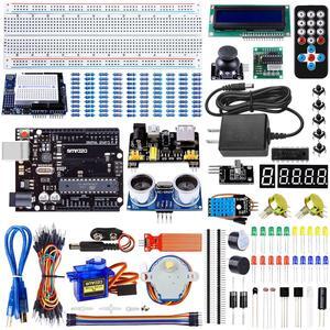 Smraza Super Starter Kit Project Kit with Breadboard, Power Supply, Jumper Wires, Resistors, LED, LCD 1602, Sensors, Detailed Tutorial for Project, Compatible with Arduino UNO R3 Project