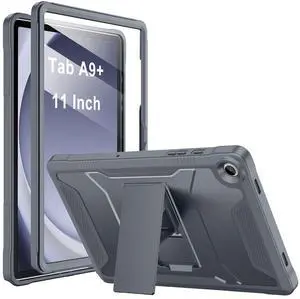 Soke Case for Samsung Galaxy Tab A9 Plus 2023, with Built-in Screen Protector and Kickstand, Rugged Full Body Protective Cover for Galaxy Tab A9+ 11 Inch Tablet [SM-X210/X216/X218],Gray