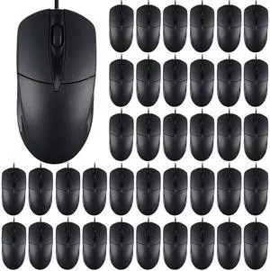 SUNYIWJIE 60 PCS Black Wired USB Computer Mouse Bulk 1000 DPI 3 Button Corded Mouse with Home Office Noiseless Simple USB Mouse for Computer Laptop Desktop PC(Black) (YX-Mouse60)
