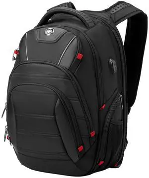 Swissdigital Design Men's Laptop Backpack for College and Business Travel with Integrated USB Charging Port and RFID Protection Fits Laptops up to 15.6 inch (CIRCUIT J14-BR) One Nation One World