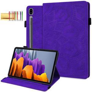 Folio Case for Samsung Galaxy Tab S10 Ultra 2024/S9 Ultra 2023/S8 Ultra 2022 14.6", Techcircle Mandala Embossed PU Leather Stand Soft Back Cover Slim Elastic Band Case w/Card Slots+Pen Holder, Purple
