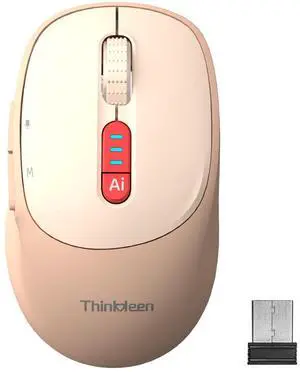 2025 AI Mouse, Bluetooth Wireless Mouse with Voice Input Search, Voice and Word Translation, Form Document Output, Code Generation, AI Writing, AI Drawing, Rechargeable, for Windows, macOS(Pink)