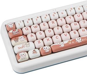 TIMSEKER MOG Profile Keycap Set, 140 Keys White PBT Keycaps, Dye Sublimation Custom Keycaps, Thick Round Keycap Cute Keycap for ANSI Layout Cherry Gateron MX Switches Mechanical Gaming Keyboard