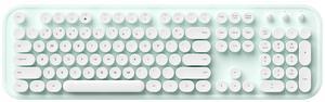 TISHLED Typewriter Keyboard Wireless 2.4GHz 104-Key Full Size with Numpad Silent Keys Membrane Gaming Keyboard Aesthetic Round Keycaps Ergonomic for Win/Mac/PC/Laptop, 2 AAA Batteries, Mint Green
