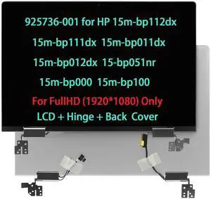 925736-001 LCD Touch Screen Replacement for HP Envy x360 15m-bp112dx 15m-bp111dx 15m-bp011dx 15m-bp012dx 15-bp051nr 15m-bp000 15m-bp100 LCD Digitizer + Cover + Hinge Display Assembly FHD