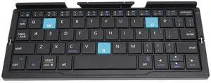 Yunseity Foldable Bluetooth Keyboard, Full Sized Folding Keyboard Rechargeable, Aluminum Alloy Housing, Pocket Size Portable Travel Keyboard for iOS, for Android, for