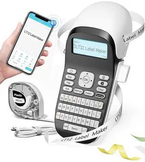 Label Maker Machine with Tape - Portable Inkless Label Printer with Keyboard & Bluetooth, Handheld Sticker Printer for Office, Home & School Organization, Lightweight, Qwerty Keyboard One-Touch Keys